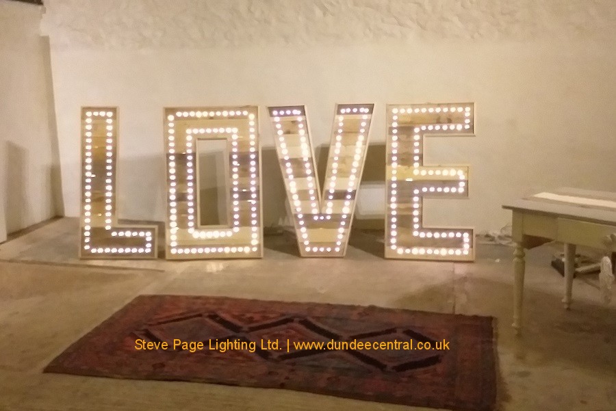 large rustic wood love sign hire